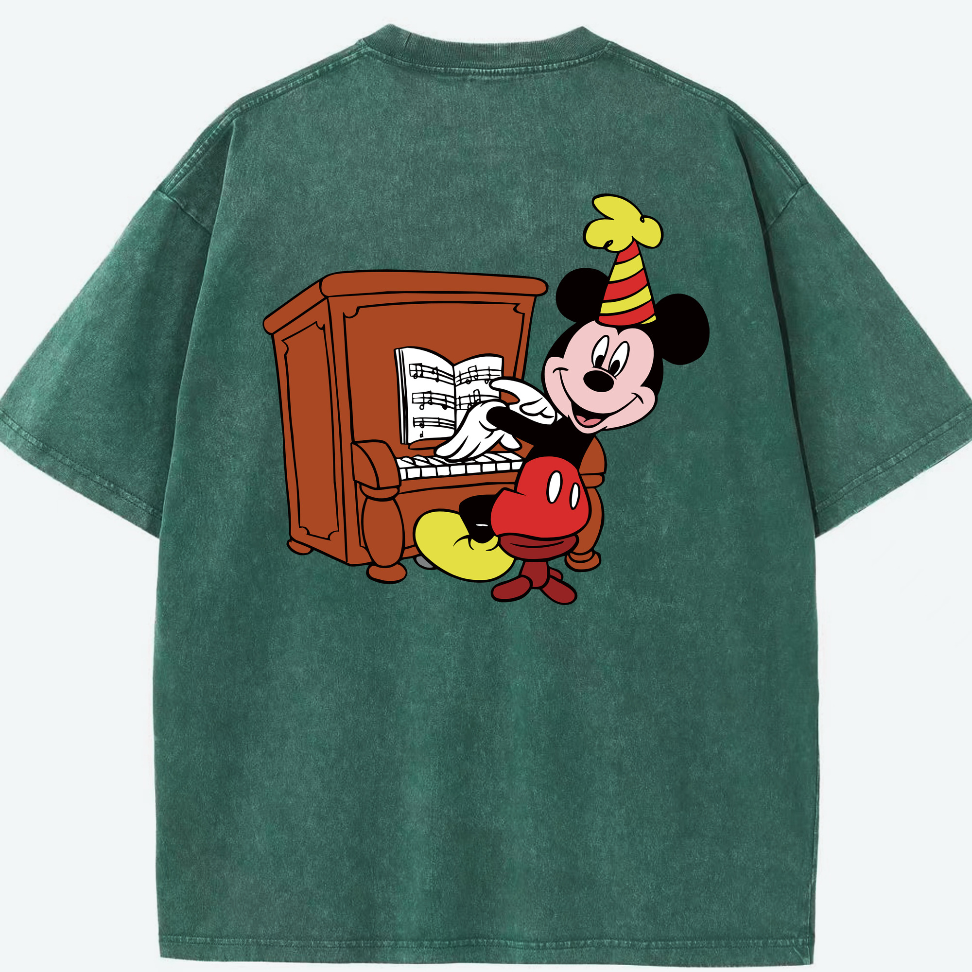 （画像用） ミッキーマウス Mickey Mouse 綿100% ヴィンテージ風 半袖Tシャツ（背面プリント）